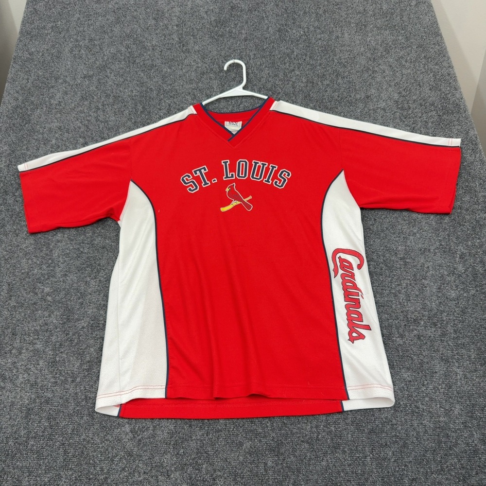 St. Louis Cardinals Lee Sport T-Shirt Mens XL Red Polyester V-Neck Sporty